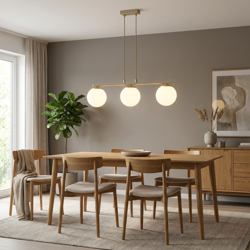 Brilagi - Lámpara colgante con cable MILO ECRU 3xE27/60W/230V beige/dorado