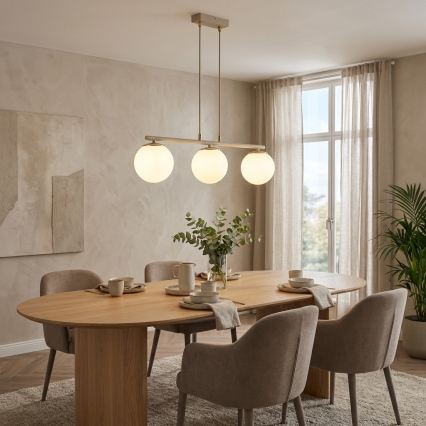 Brilagi - Lámpara colgante con cable MILO ECRU 3xE27/60W/230V beige/dorado