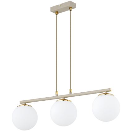 Brilagi - Lámpara colgante con cable MILO ECRU 3xE27/60W/230V beige/dorado