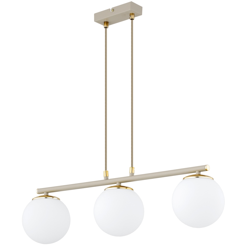 Brilagi - Lámpara colgante con cable MILO ECRU 3xE27/60W/230V beige/dorado