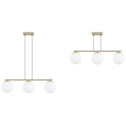 Brilagi - Lámpara colgante con cable MILO ECRU 3xE27/60W/230V beige/dorado