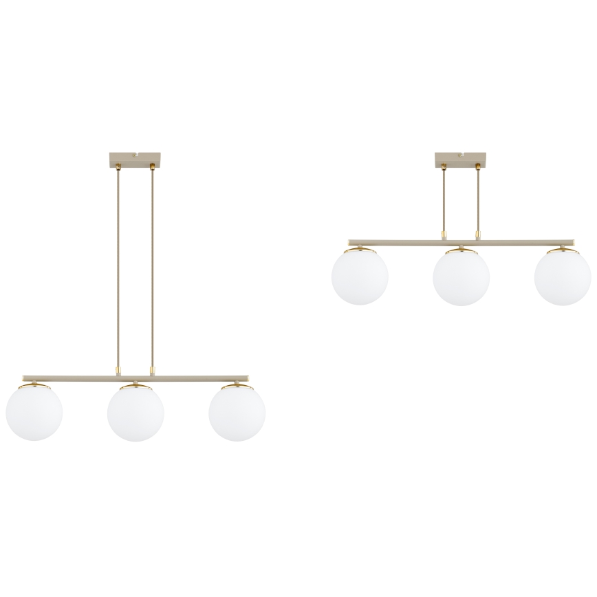 Brilagi - Lámpara colgante con cable MILO ECRU 3xE27/60W/230V beige/dorado