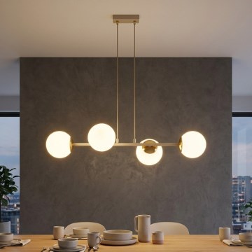 Brilagi - Lámpara colgante con cable MILO ECRU 4xE27/60W/230V beige/dorada