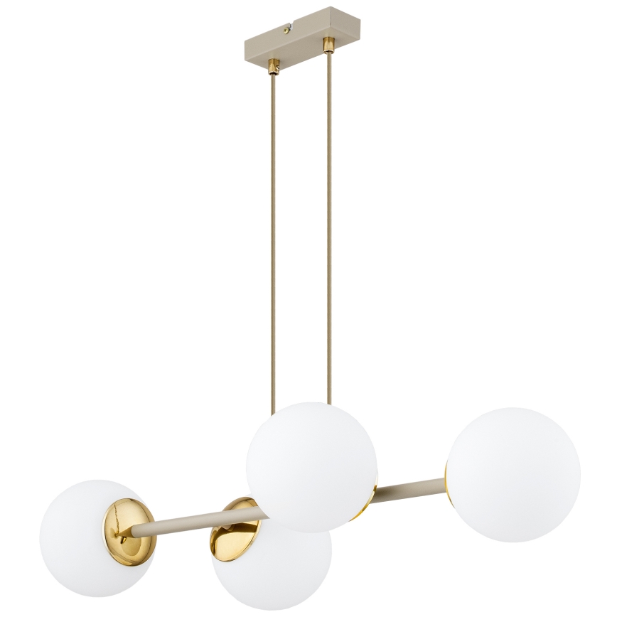 BRILAGI - Lámpara colgante con cable MILO ECRU 4xE27/60W/230V beige/dorada