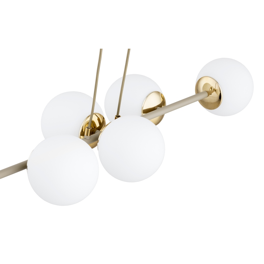 BRILAGI - Lámpara colgante con cable MILO ECRU 6xE27/60W/230V beige/dorado