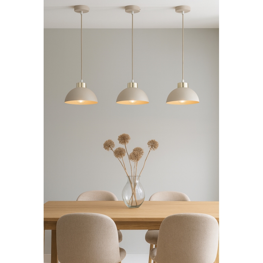 Brilagi - Lámpara colgante con cable MOON 1xE27/60W/230V Ø 18 cm beige/dorado