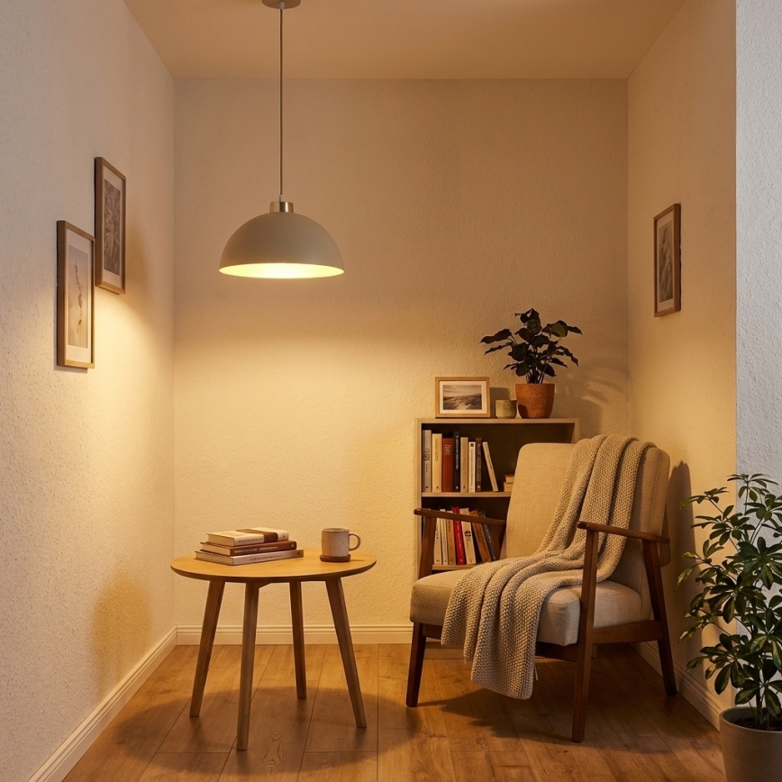 BRILAGI - Lámpara colgante con cable MOON 1xE27/60W/230V Ø 30 cm beige/dorado