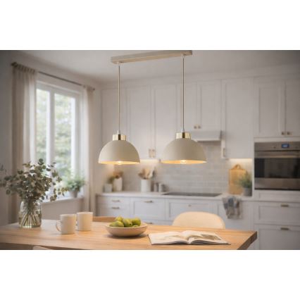 Brilagi - Lámpara colgante con cable MOON 2xE27/60W/230V beige/dorado