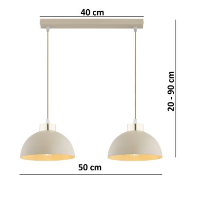 Brilagi - Lámpara colgante con cable MOON 2xE27/60W/230V beige/dorado
