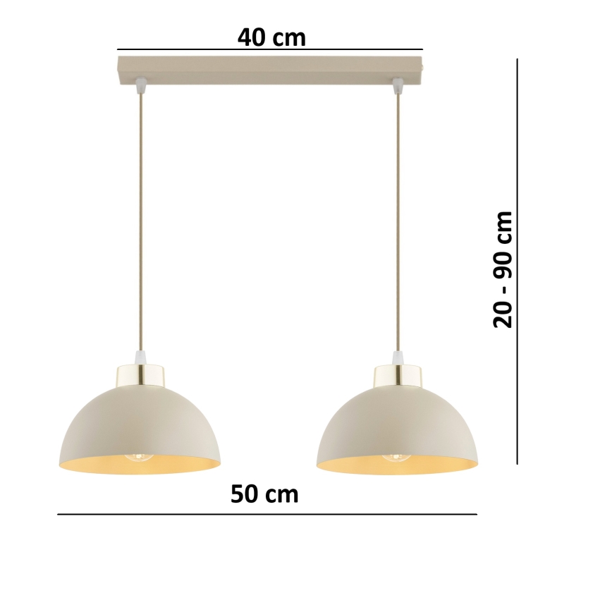 Brilagi - Lámpara colgante con cable MOON 2xE27/60W/230V beige/dorado