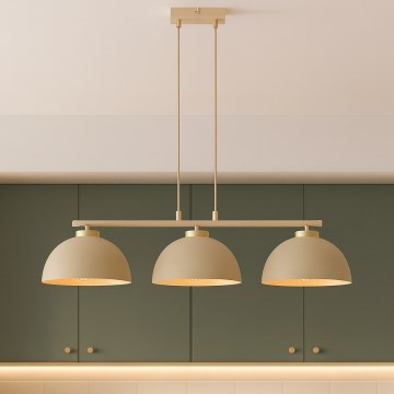 Brilagi - Lámpara colgante con cable MOON 3xE27/60W/230V beige/dorado