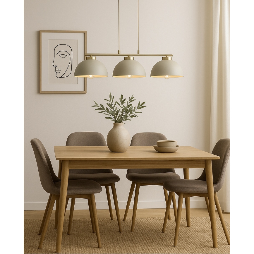 Brilagi - Lámpara colgante con cable MOON 3xE27/60W/230V beige/dorado