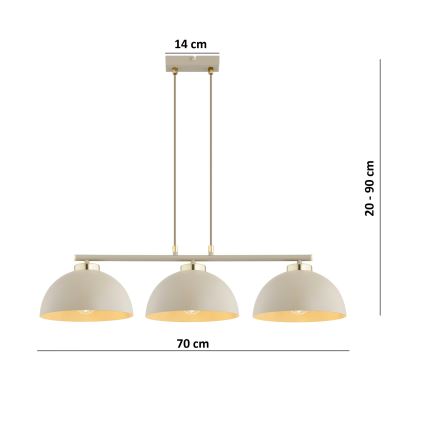 Brilagi - Lámpara colgante con cable MOON 3xE27/60W/230V beige/dorado