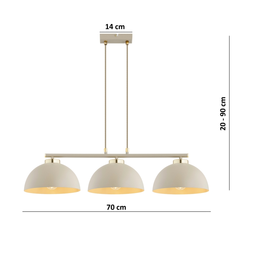 Brilagi - Lámpara colgante con cable MOON 3xE27/60W/230V beige/dorado
