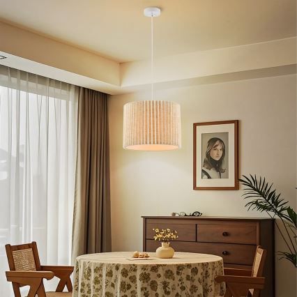 Brilagi - Lámpara colgante con cable NORDIC WAVE 1xE27/15W/230V Ø 32 cm lino/blanco