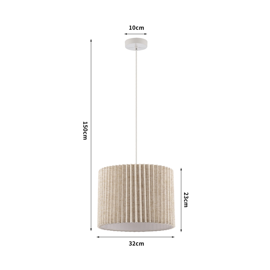 Brilagi - Lámpara colgante con cable NORDIC WAVE 1xE27/15W/230V Ø 32 cm lino/blanco