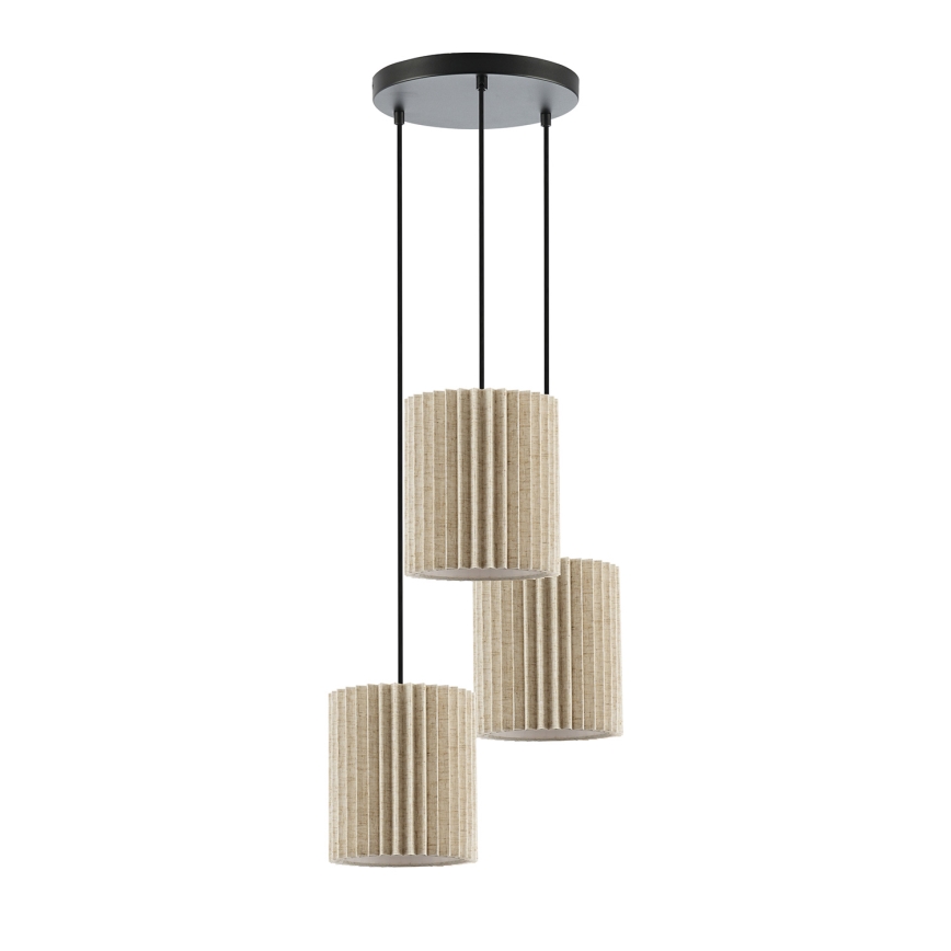 Brilagi - Lámpara colgante con cable NORDIC WAVE 3xE27/15W/230V, diámetro 38 cm, lino/negro