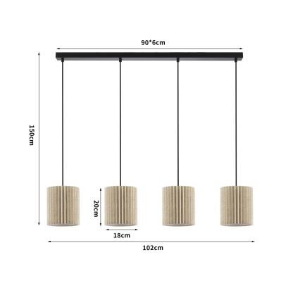 Brilagi - Lámpara colgante con cable NORDIC WAVE 4xE27/15W/230V lino/negro