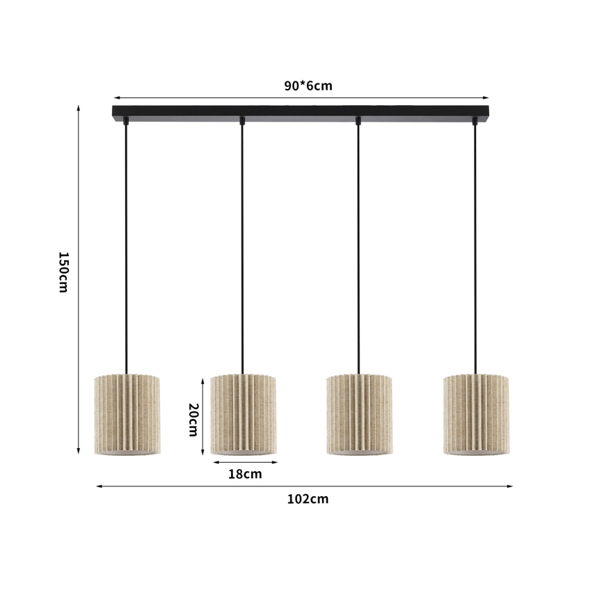 Brilagi - Lámpara colgante con cable NORDIC WAVE 4xE27/15W/230V lino/negro