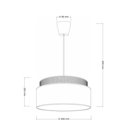 Brilagi - Lámpara colgante con cable PADOVA 1xE27/60W/230V, Ø 40 cm, crema