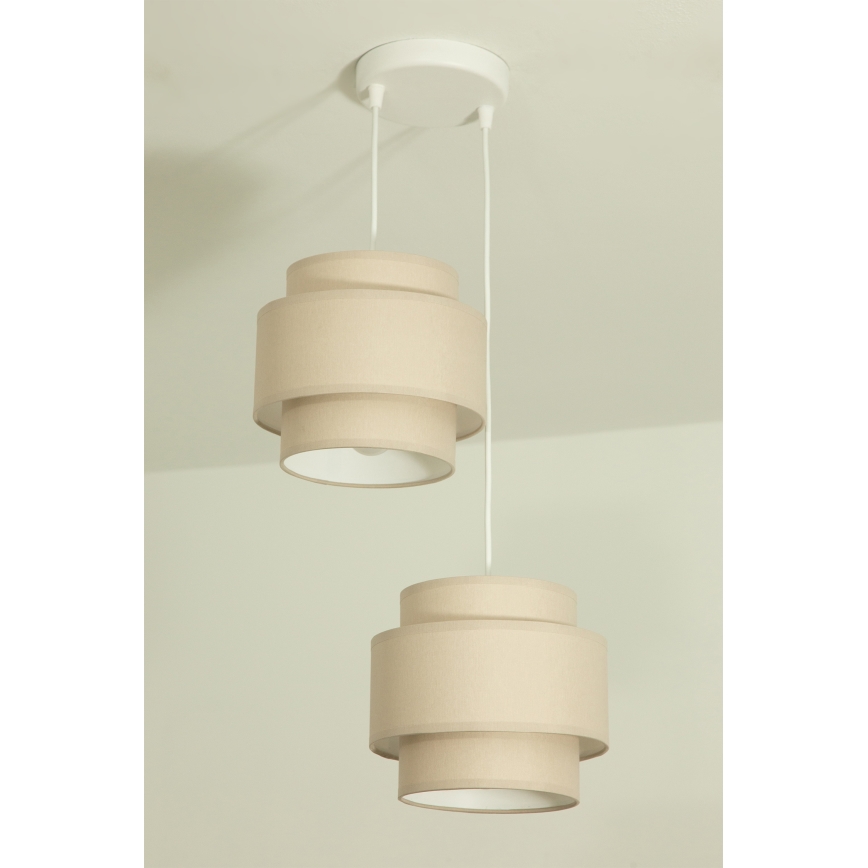 Brilagi - Lámpara colgante con cable RESNA 2xE27/60W/230V Ø 30 cm beige