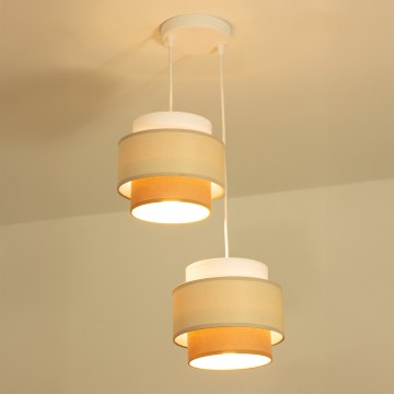 Brilagi - Lámpara colgante con cable RESNA 2xE27/60W/230V Ø 30 cm crema/beige