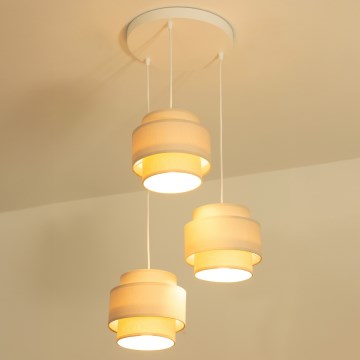 Brilagi - Lámpara colgante con cable RESNA 3xE27/60W/230V Ø 45 cm beige