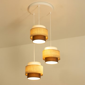 Brilagi - Lámpara colgante con cable RESNA 3xE27/60W/230V Ø 45 cm beige/negro