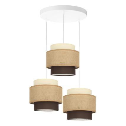 Brilagi - Lámpara colgante con cable RESNA 3xE27/60W/230V Ø 45 cm beige/negro