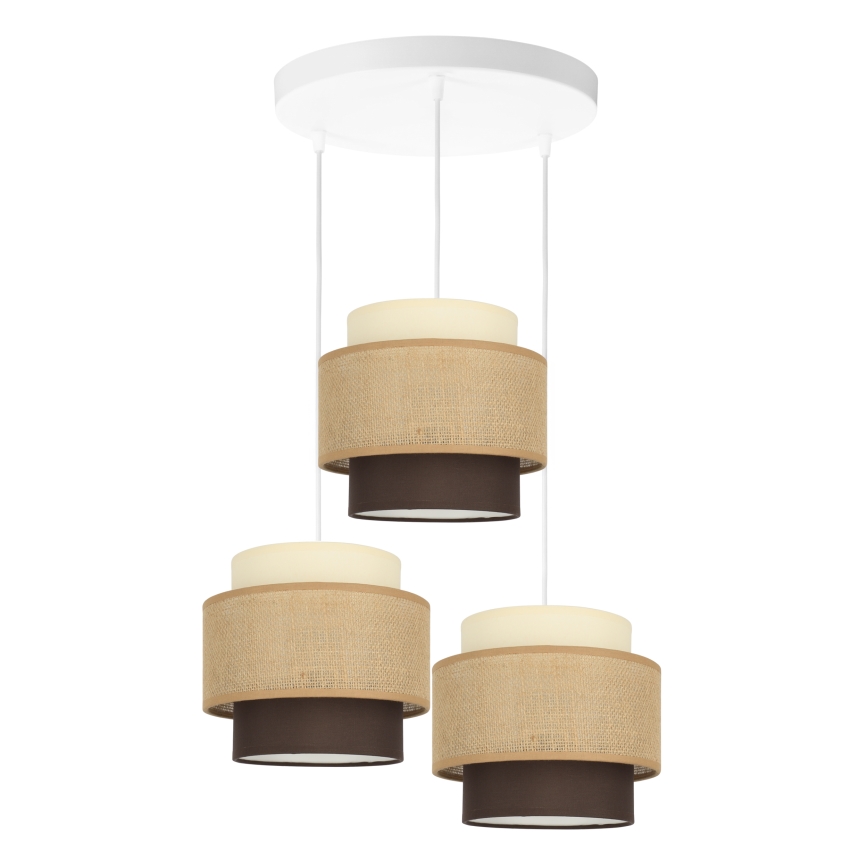 Brilagi - Lámpara colgante con cable RESNA 3xE27/60W/230V Ø 45 cm beige/negro