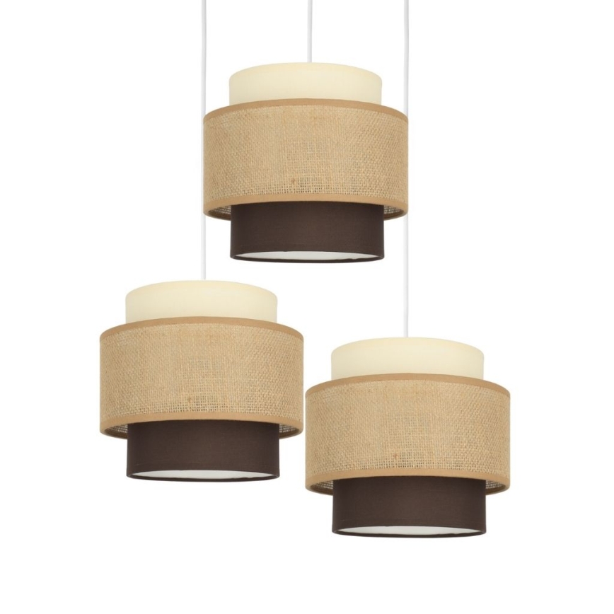 Brilagi - Lámpara colgante con cable RESNA 3xE27/60W/230V Ø 45 cm beige/negro