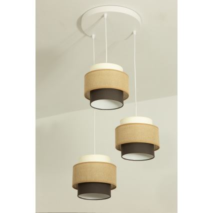 Brilagi - Lámpara colgante con cable RESNA 3xE27/60W/230V Ø 45 cm beige/negro