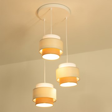 Brilagi - Lámpara colgante con cable RESNA 3xE27/60W/230V Ø 45 cm crema/beige