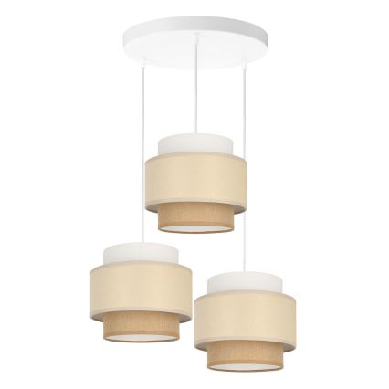 Brilagi - Lámpara colgante con cable RESNA 3xE27/60W/230V Ø 45 cm crema/beige