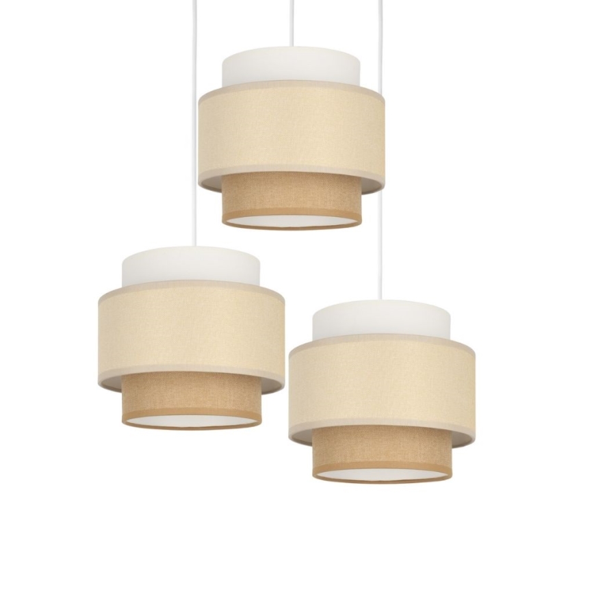 Brilagi - Lámpara colgante con cable RESNA 3xE27/60W/230V Ø 45 cm crema/beige