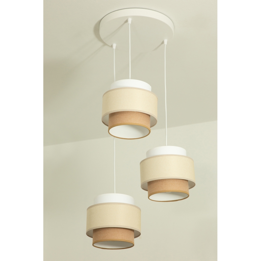 Brilagi - Lámpara colgante con cable RESNA 3xE27/60W/230V Ø 45 cm crema/beige
