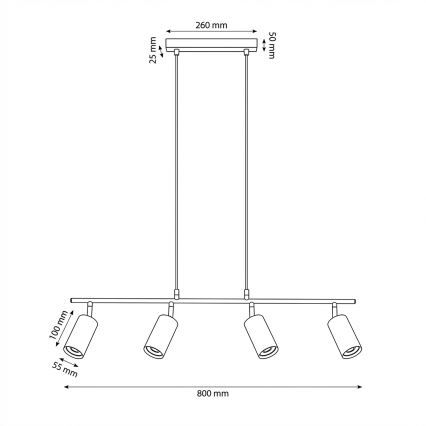 Brilagi - Lámpara colgante con cable SELE 4xGU10/30W/230V beige