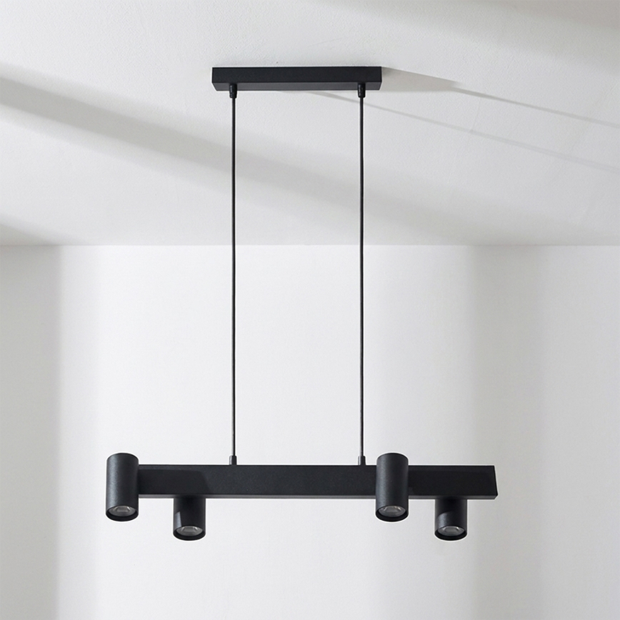 BRILAGI - Lámpara colgante con cable SELE 4xGU10/30W/230V, negra