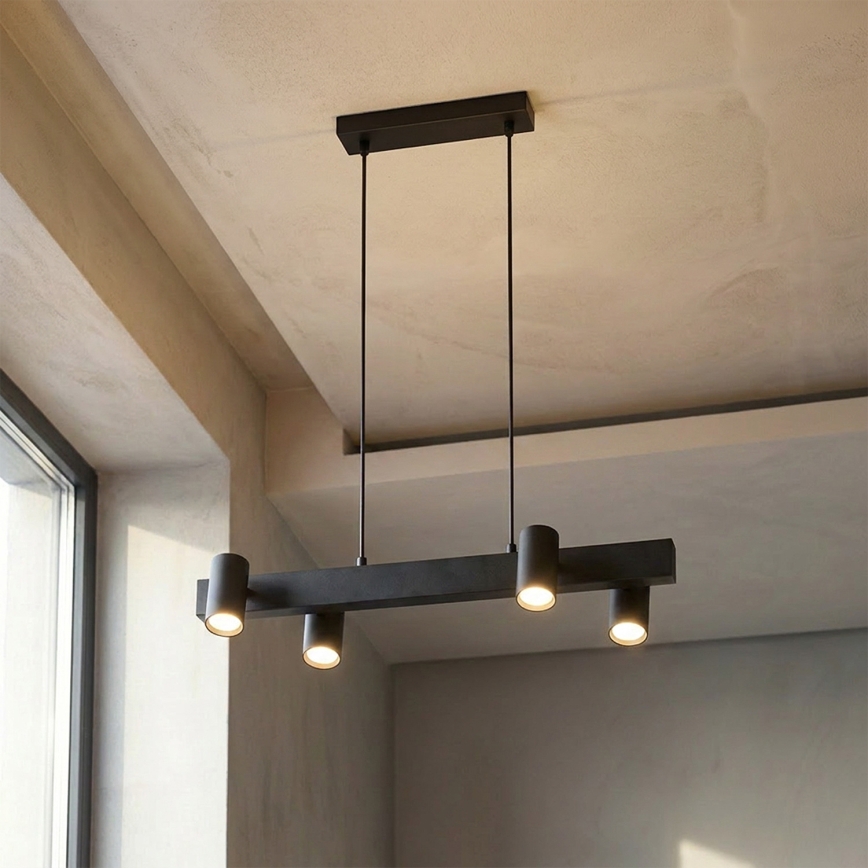 BRILAGI - Lámpara colgante con cable SELE 4xGU10/30W/230V, negra