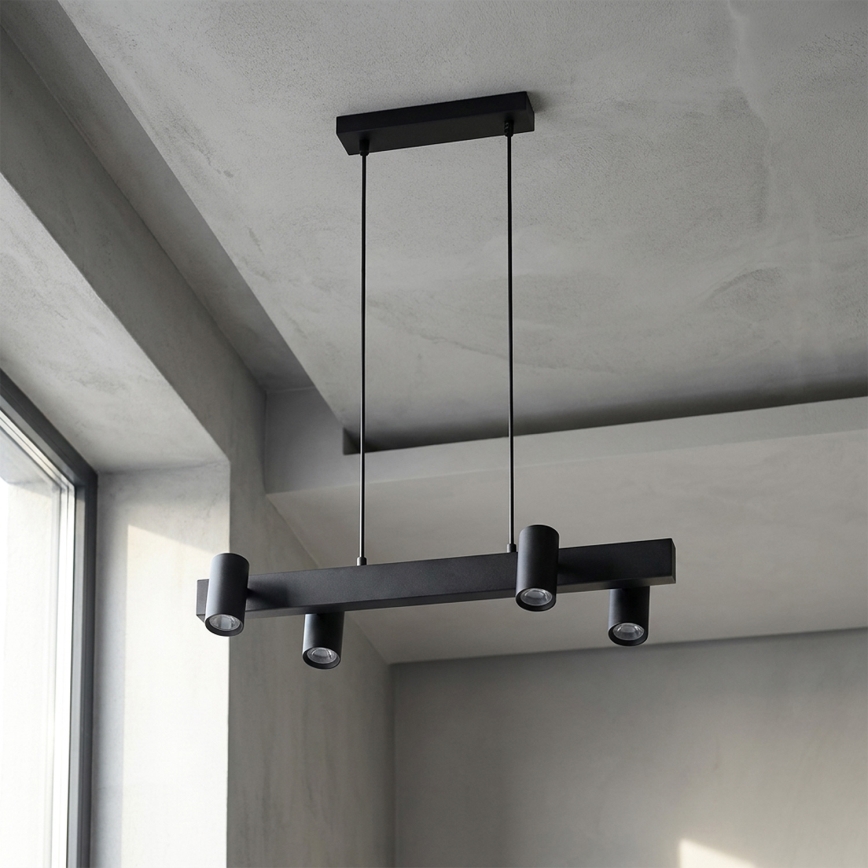 BRILAGI - Lámpara colgante con cable SELE 4xGU10/30W/230V, negra