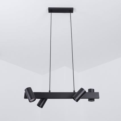 BRILAGI - Lámpara colgante con cable SELE 4xGU10/30W/230V, negra
