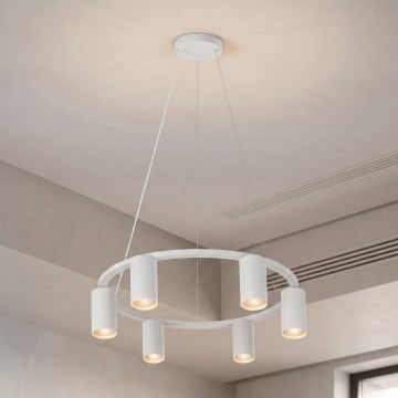Brilagi - Lámpara colgante con cable SELE 6xGU10/30W/230V blanca