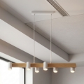 Brilagi - Lámpara colgante con cable SELE 6xGU10/30W/230V blanco/acabado en roble