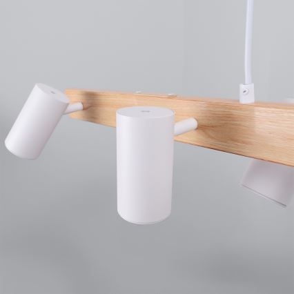 Brilagi - Lámpara colgante con cable SELE 6xGU10/30W/230V blanco/acabado en roble