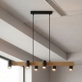 Brilagi - Lámpara colgante con cable SELE 6xGU10/30W/230V negro/acabado roble