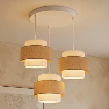 Brilagi - Lámpara colgante con cable SPACE 3xE27/60W/230V Ø 40 cm beige/crema