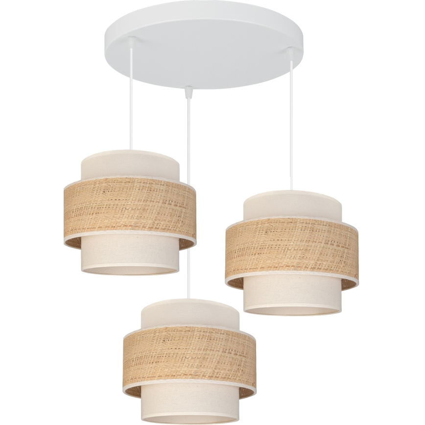 Brilagi - Lámpara colgante con cable SPACE 3xE27/60W/230V Ø 40 cm beige/crema