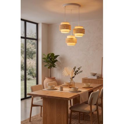 Brilagi - Lámpara colgante con cable SPACE 3xE27/60W/230V Ø 40 cm beige/crema