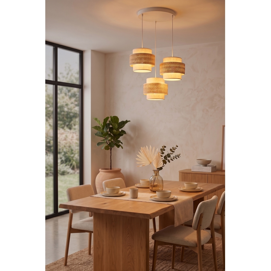 Brilagi - Lámpara colgante con cable SPACE 3xE27/60W/230V Ø 40 cm beige/crema