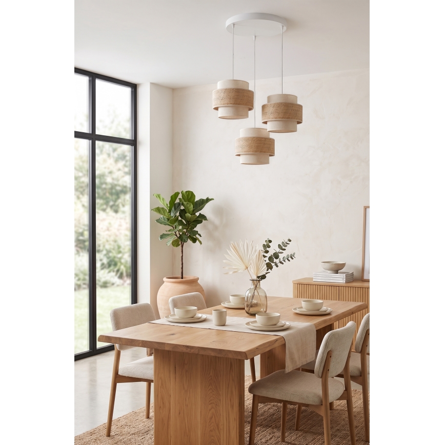Brilagi - Lámpara colgante con cable SPACE 3xE27/60W/230V Ø 40 cm beige/crema